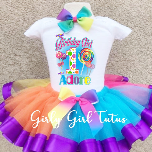 Candyland Lollipop Birthday Tutu Outfit Girl - Ribbon Tutu