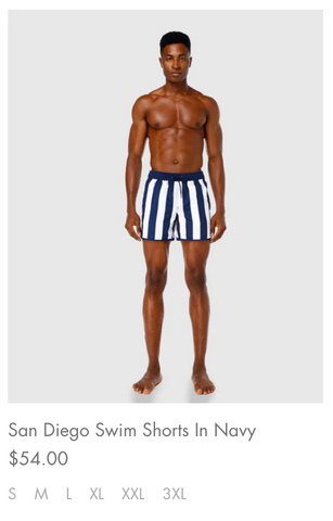 mens blue and white swim shorts