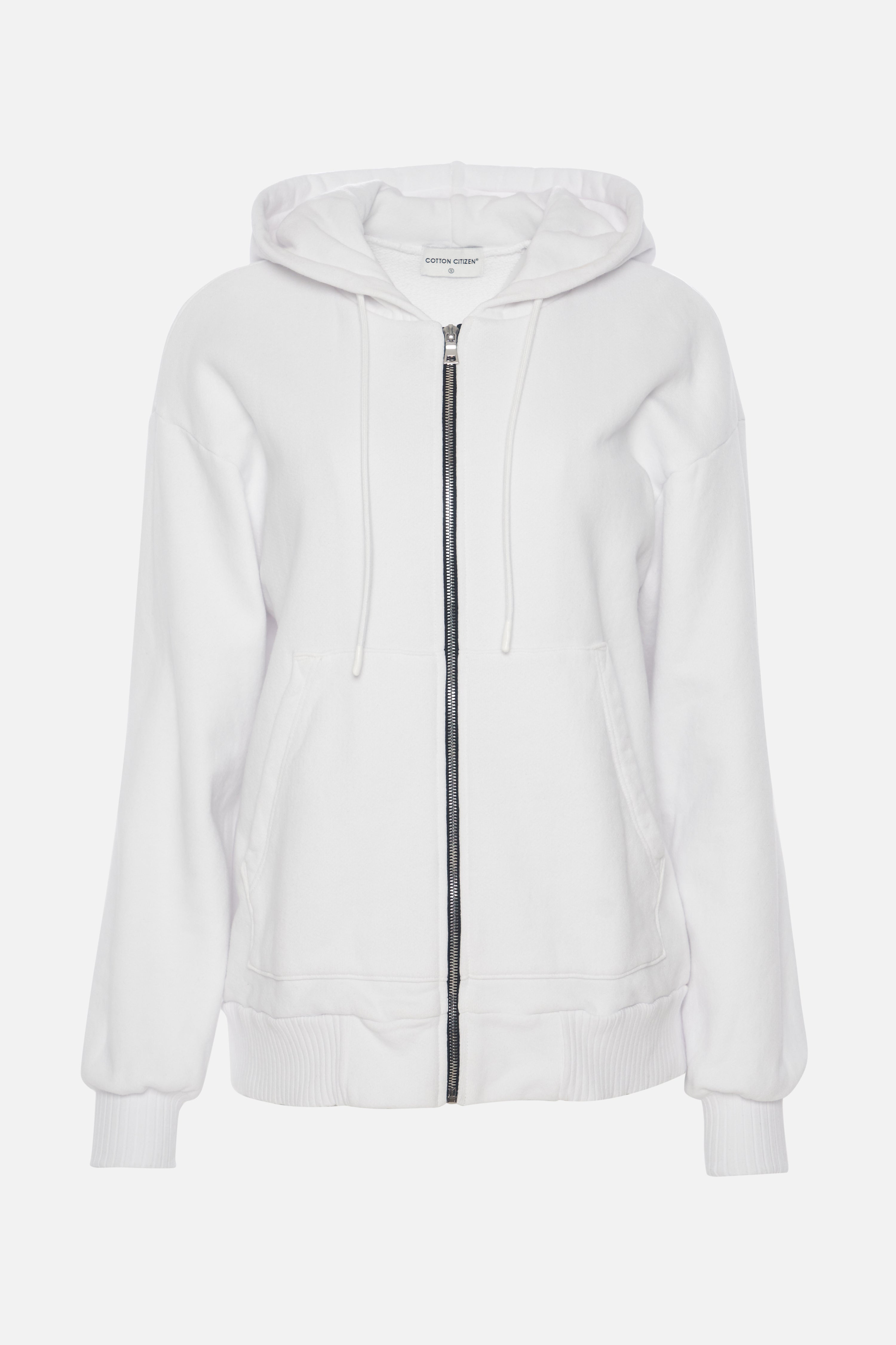 white oversized zip up hoodie