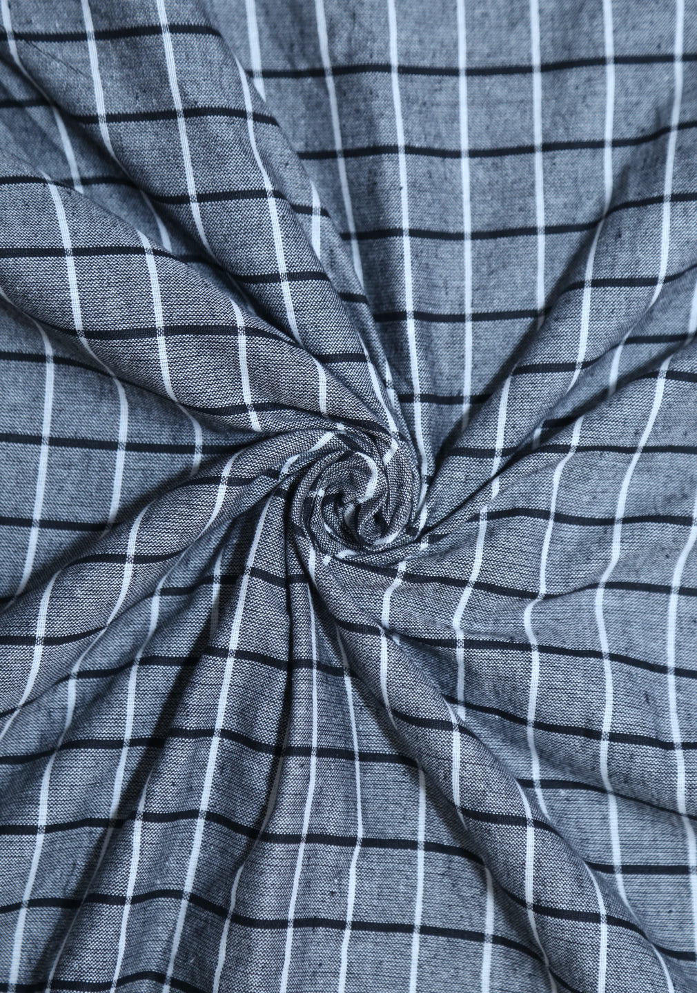 White Checks Grey Cotton Fabric – Fabricorner