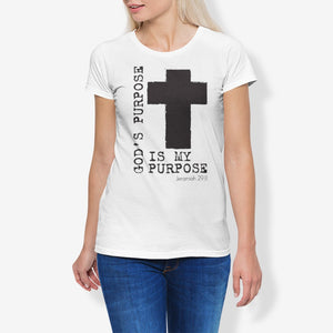 Women's Cotton Stretch CrewNeck T-Shirt Gods purpose is my purpose jeramiah 29:11