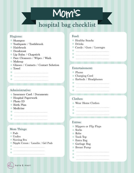 hospital bag checklist  basic mama necessities - Showit Blog