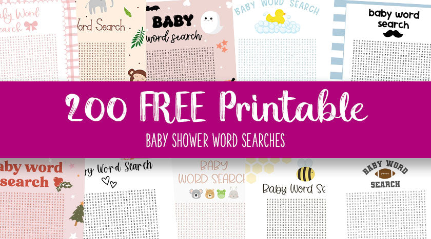 printable baby shower word searches feature