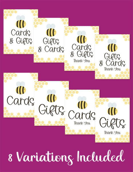 printable baby shower card and gift signs