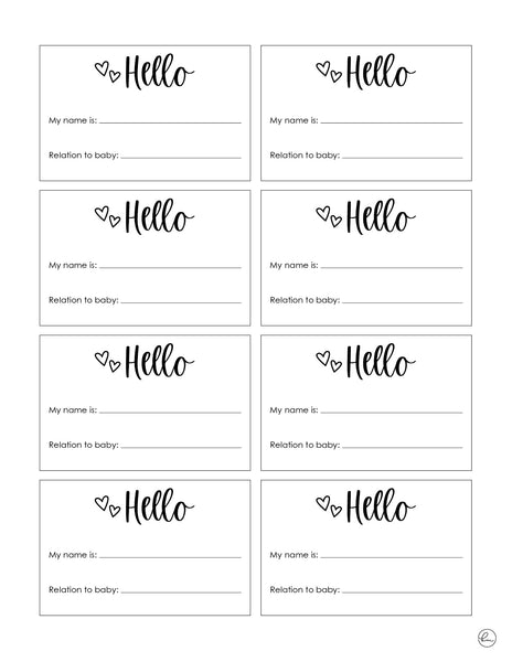 printable baby shower name tags