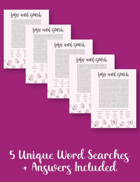 printable baby shower word searches