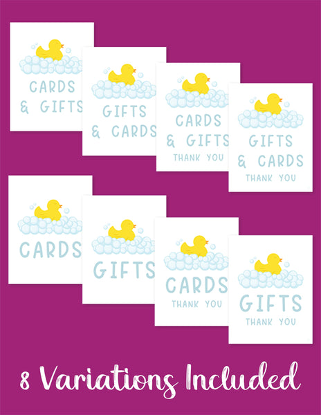 printable baby shower card and gift signs