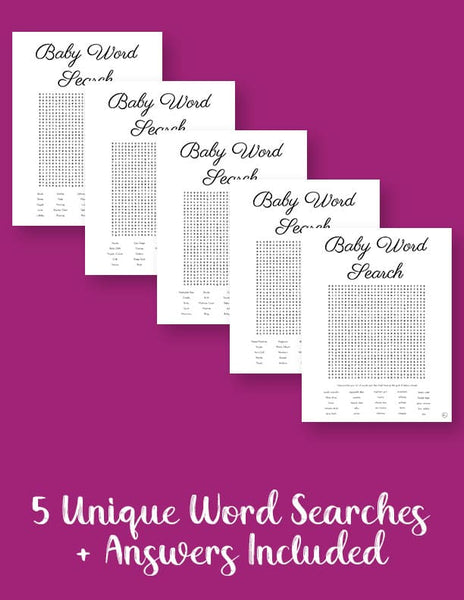 printable baby shower word searches