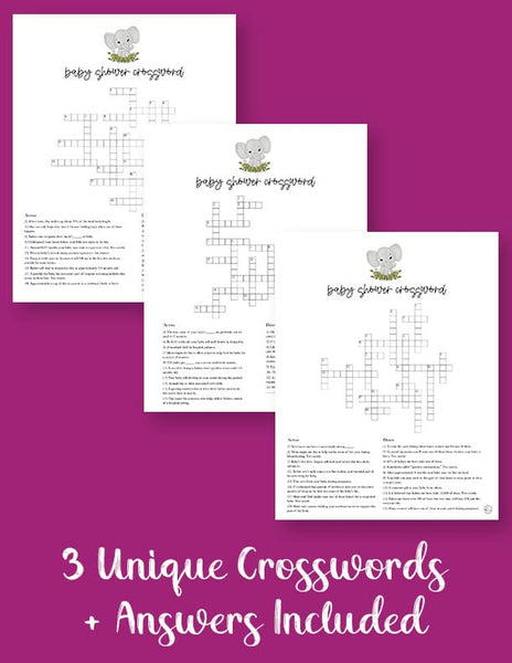 printable baby shower crossword puzzles