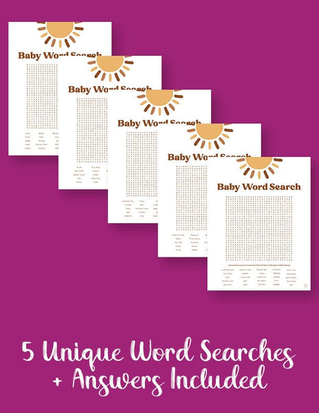 printable baby shower word searches