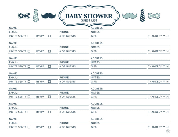 printable baby shower guest list templates