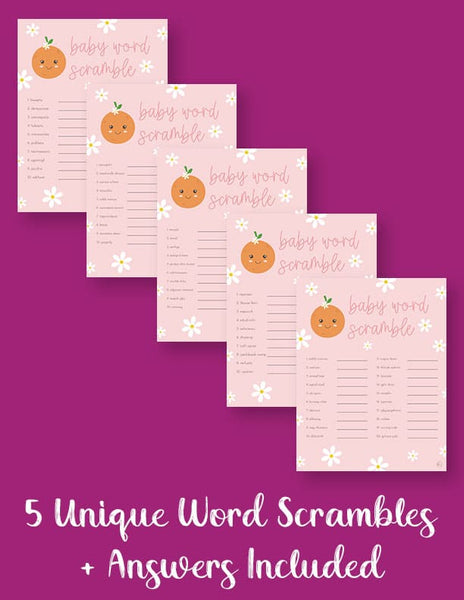 printable baby shower word scrambles