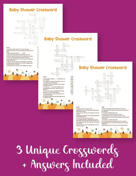 printable baby shower crossword puzzles