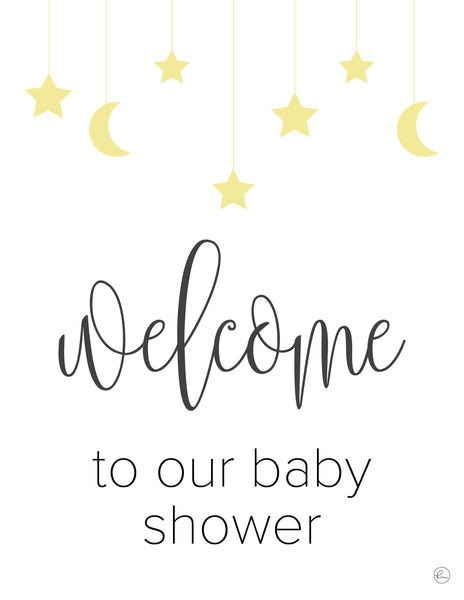 moon and stars baby shower welcome sign