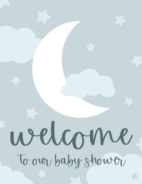 over the moon baby shower welcome sign