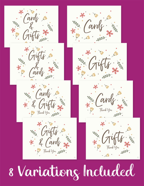 printable baby shower card and gift signs