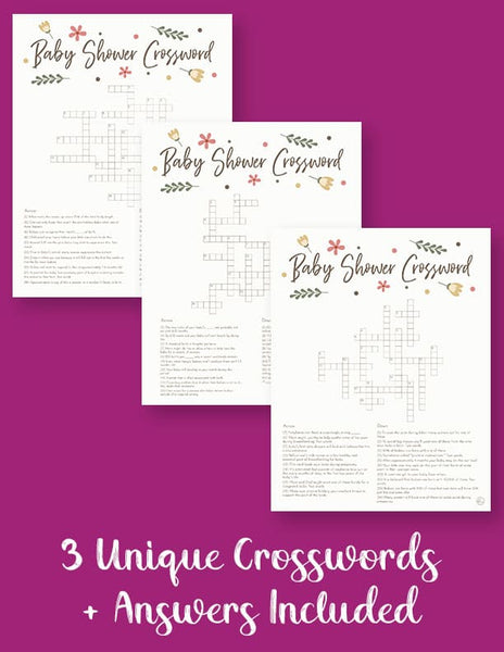 printable baby shower crossword puzzles