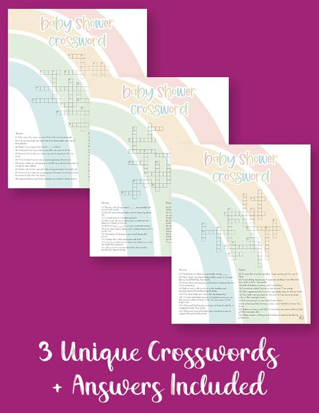 printable baby shower crossword puzzles