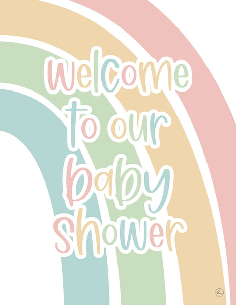 rainbow baby shower welcome sign