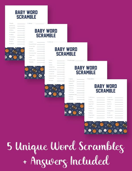 printable baby shower word scrambles