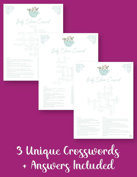 printable baby shower crossword puzzles