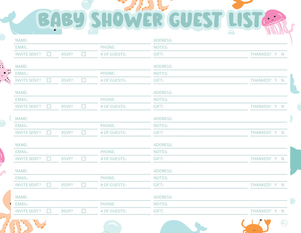 printable baby shower guest list templates