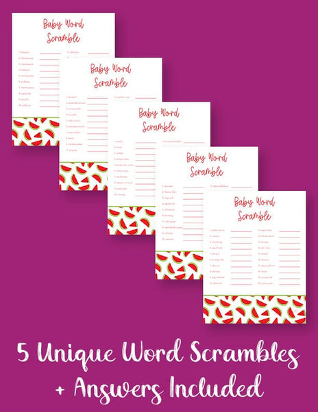 printable baby shower word scrambles