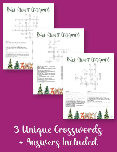 printable baby shower crossword puzzles