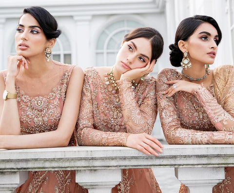 Mushq Embroidered Chiffon Pakistani Wedding Dresses Online UK Sale