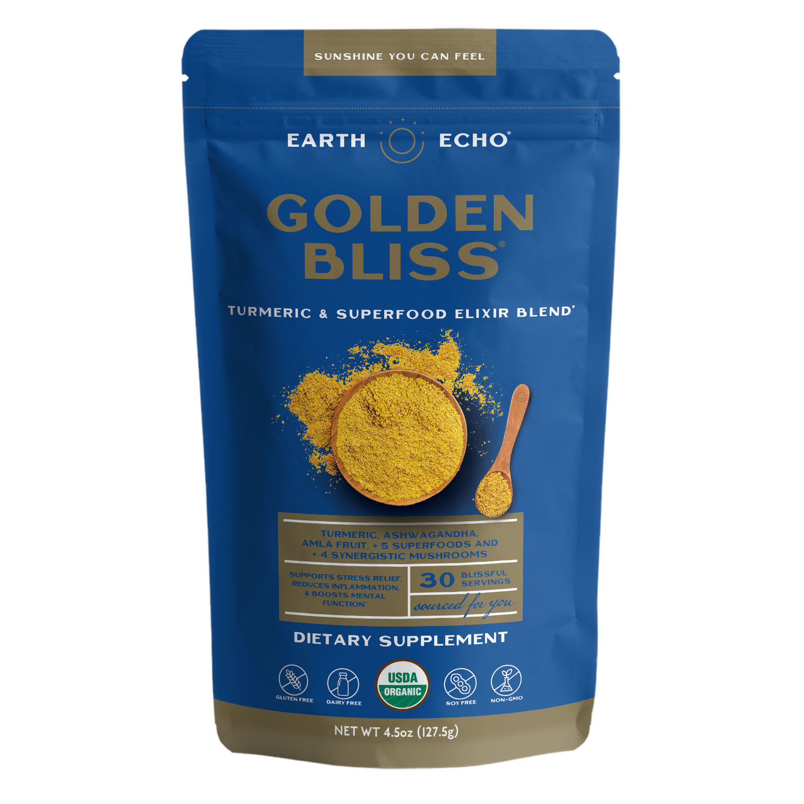 5 Pouches Golden Bliss + Fat Burning Recipes Book - Earth Echo Foods product image