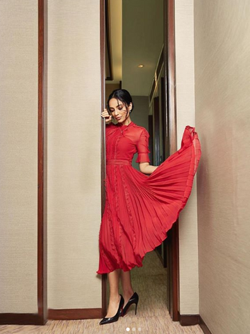 Self-Portrait red dress