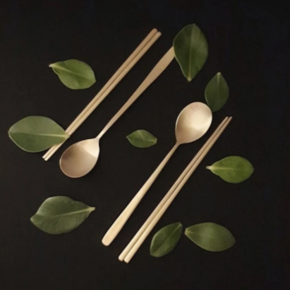 Notdam Korean Handmade Brass Yugi Yeolliji Spoon+Chopstick 2set/Yoons Kitchen Notdam Korean Handmade Brass Yugi Yeolliji Spoon+Chopstick 2set/Yoons Kitchen