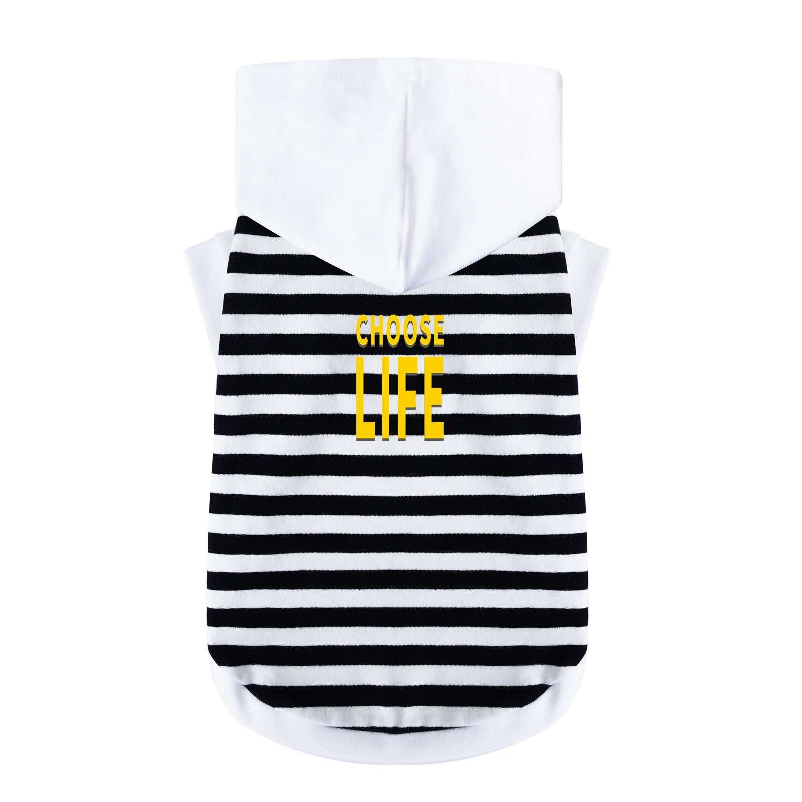 Dog Clothes Hoodie with Leash Hole Design, Letter Printed Pattern Stripe Red White，Cute Classic and Fashion