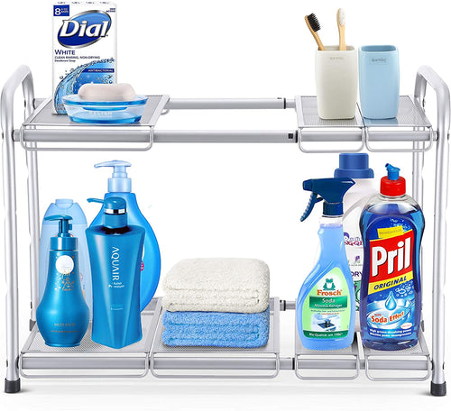 Under Sink 2 Tier Expandable Shelf Organizer Rack – slyinspireme