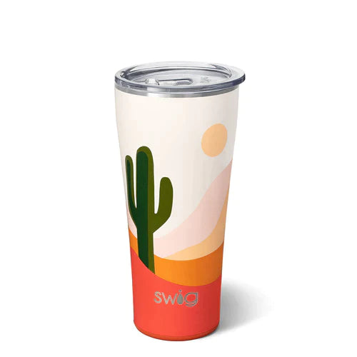 Swig Life 18oz Travel Mug with Handle and Lid, Cup Holder Friendly,  Dishwasher Safe, Stainless Steel, Triple Insulated Coffee Mug Tumbler  (Prickly Pear) 