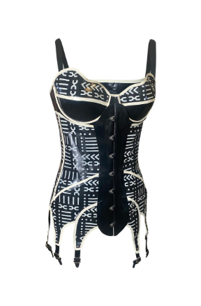 black and white print custom corset