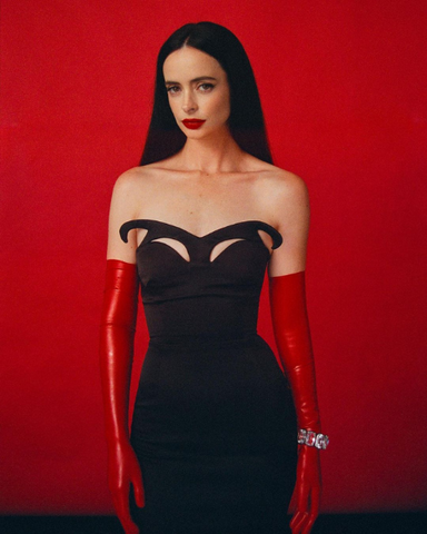 Krysten Ritter wearing Vex Opera Gloves and Underwire Bra for her feature in Schön! Magazine.