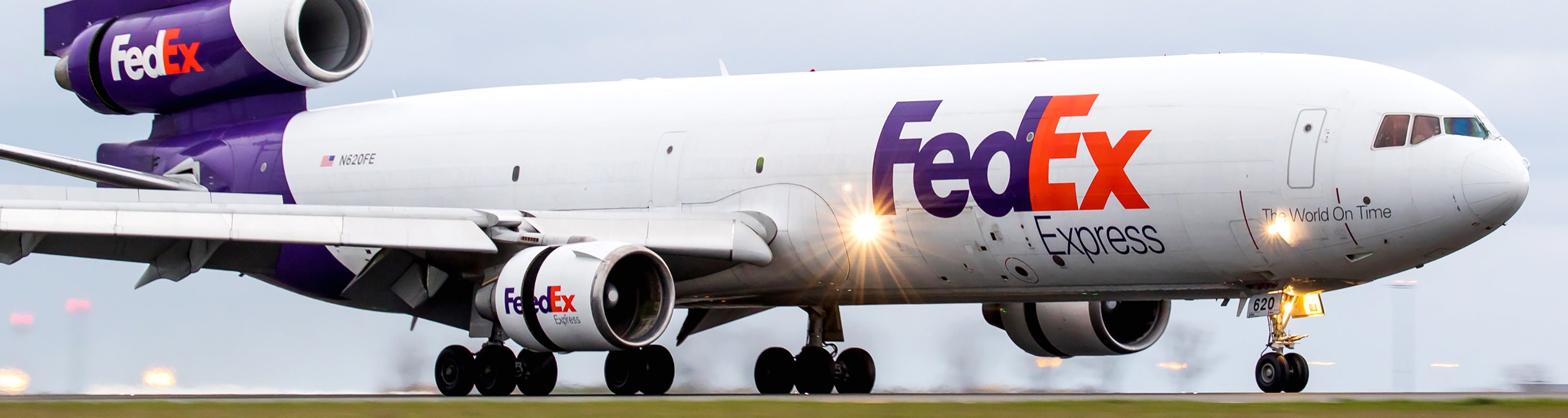 fedex airplane on runway