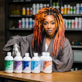 person with locs altered by chemical bleaching