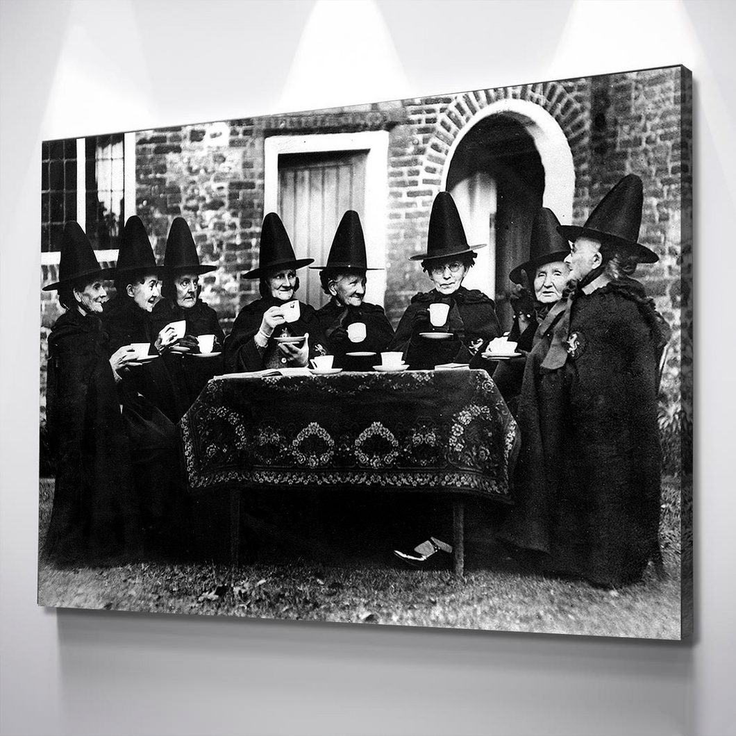 Witches Council Enjoy Tea Canvas Wall Art | Halloween Sign | Halloween Decoration |  Spooky Funny Halloween Sign | Halloween Decor Canvas