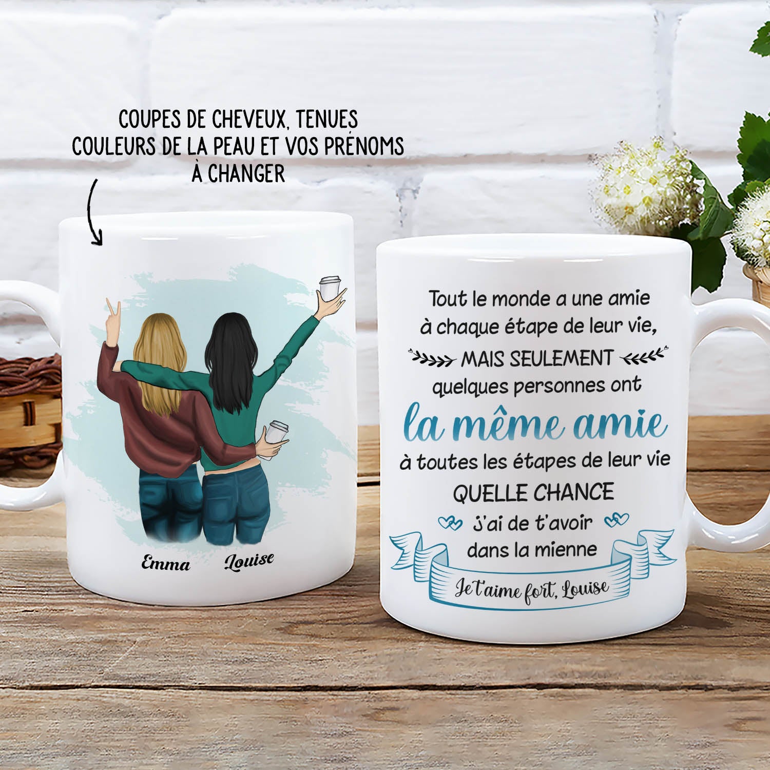 Mug Personnalisé Une Amie A Chaque Etape Tescadeaux 