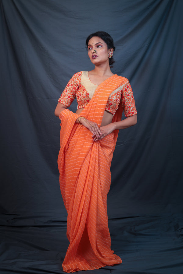 Orange Chiffon Printed Saree |SARV140807