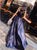 Simple Prom Dresses A-Line Crew High Low Navy Blue Satin Prom Dress with Appliques OHC583