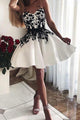 Sweetheart White Short Homecoming Dresses with Appliques OHM062 | Cathyprom