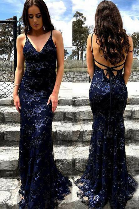 navy blue and black prom dresses