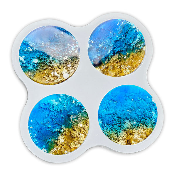 Square 4 piece silicone resin coaster set – Phoenix