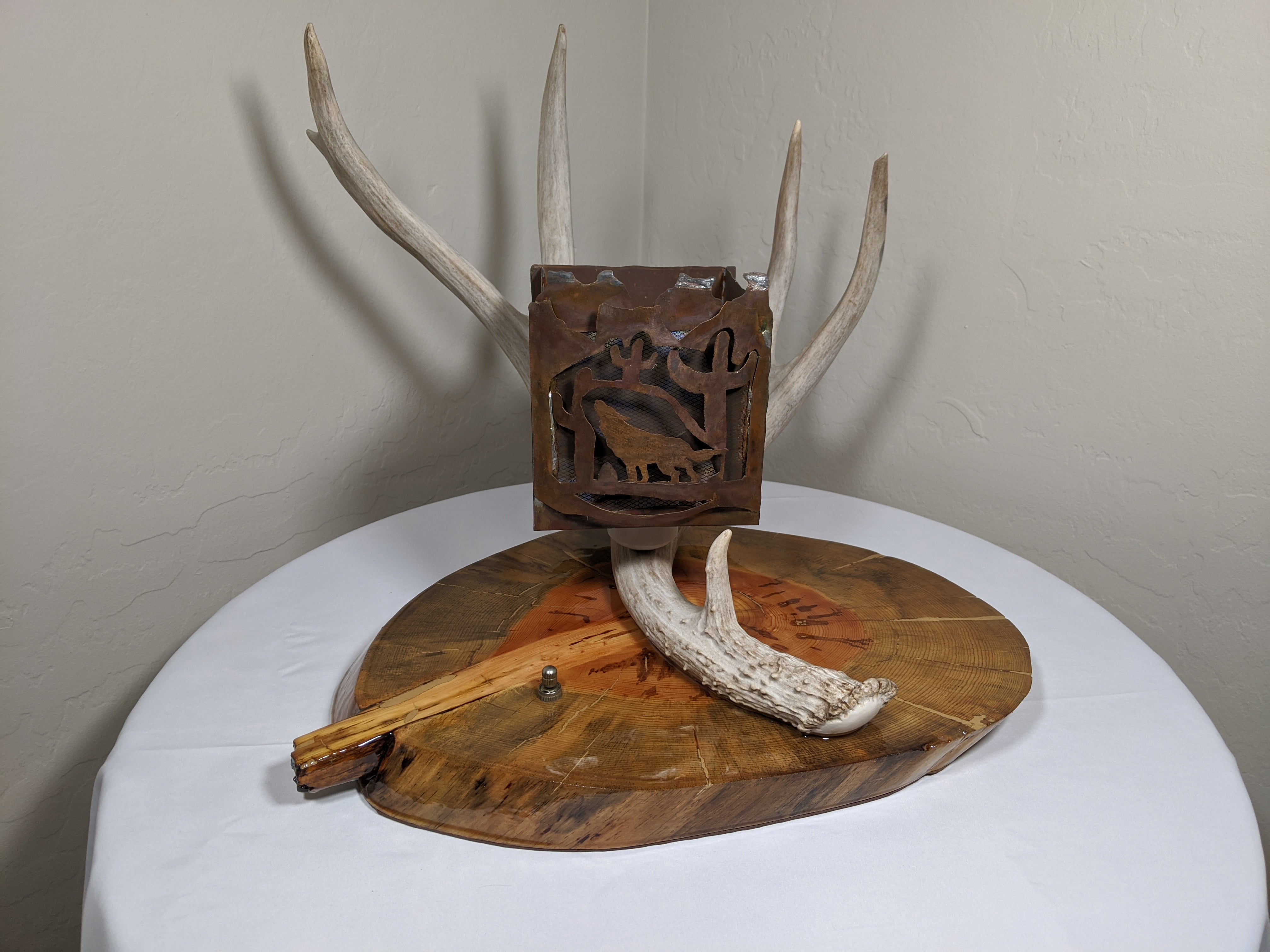 single antler lamp with deer shade