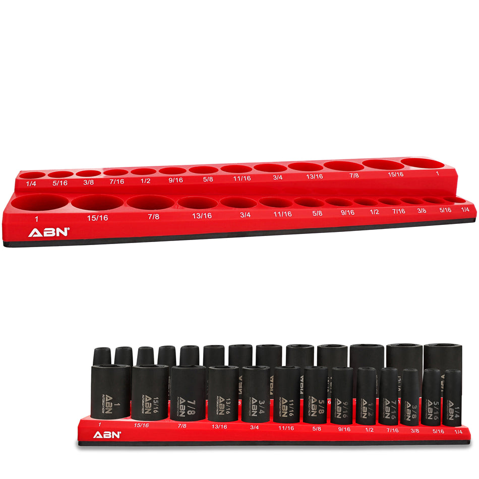 ABN Tool Box Socket Organizer Tray Set - 6pk SAE and Metric 1/4in 3/8in  1/2in Shallow and Deep Well Socket Holders