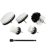 5pc White Soft Bristle Scrubber Drill Brush 1/4in Dr with Extension