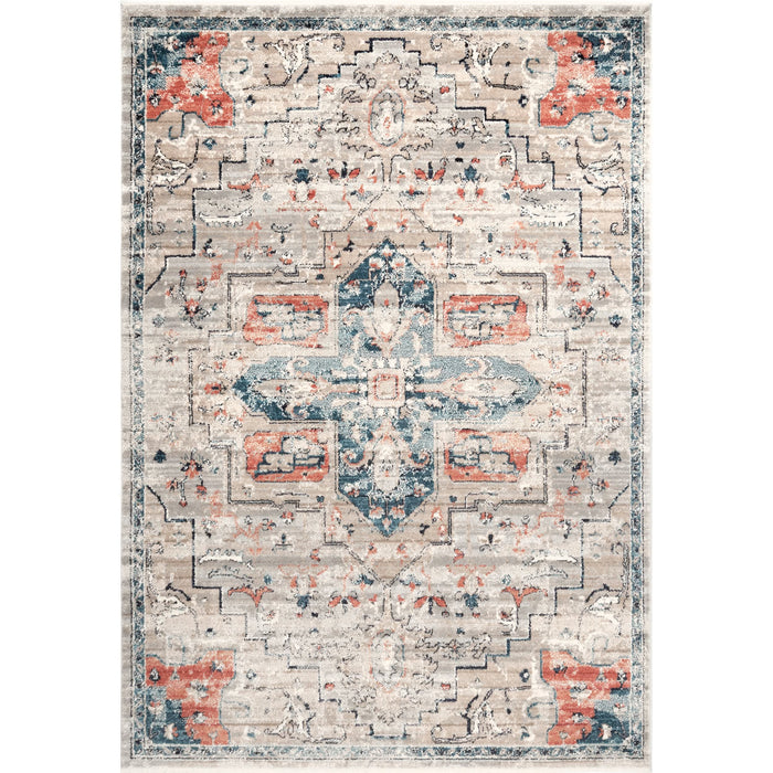 beige croix medallion area rug